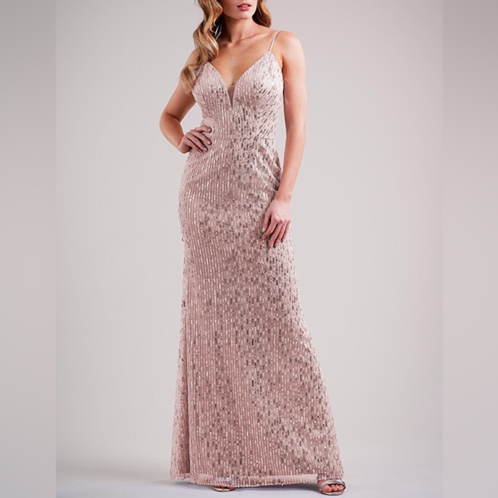 Rose gold Sequin evening gown- belsoie by Jasmine